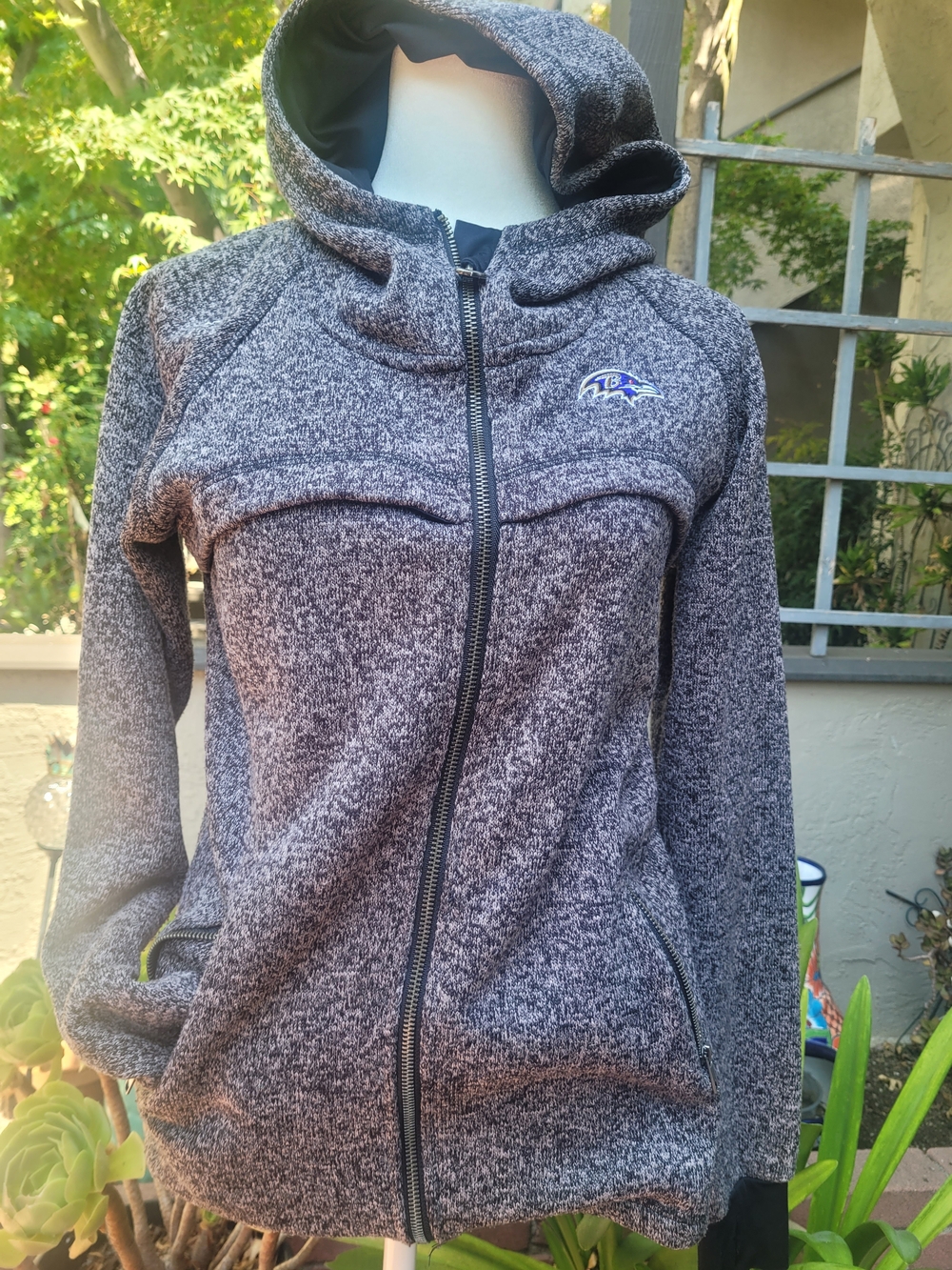 NFL Baltimore Ravens Women’s Gray Full-Zip Hooded Jacket